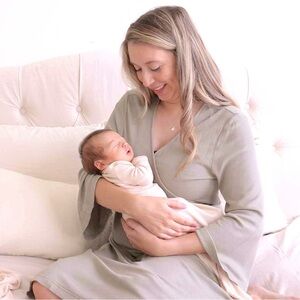 Caden Lane Taupe bamboo ribbed mom wrap